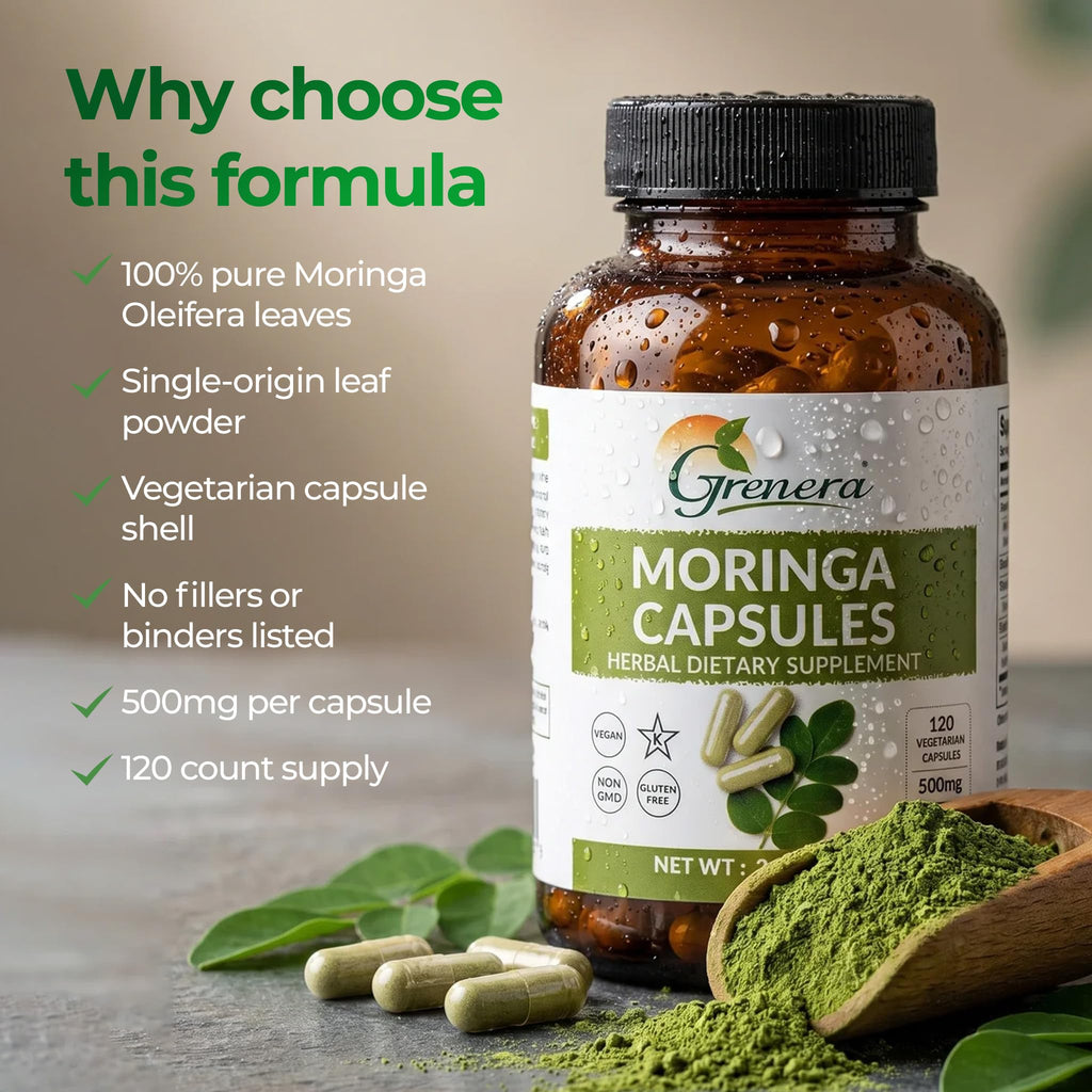 Moringa Capsules 500mg Moringa Oleifera Leaf Powder 120 Count K880
