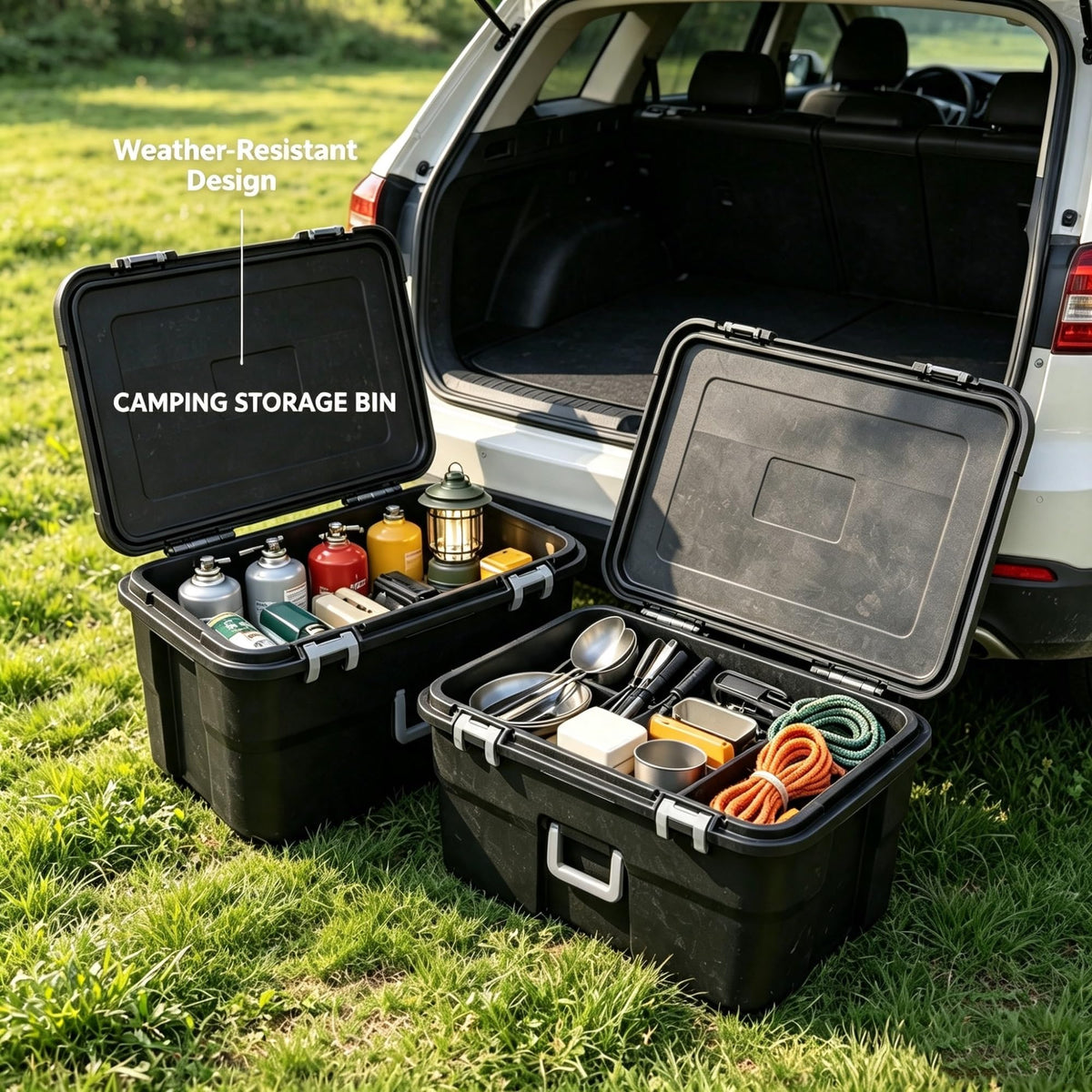 2 Pack 22 Gallon Black Wheeled Lockable Plastic Storage Trunk R555