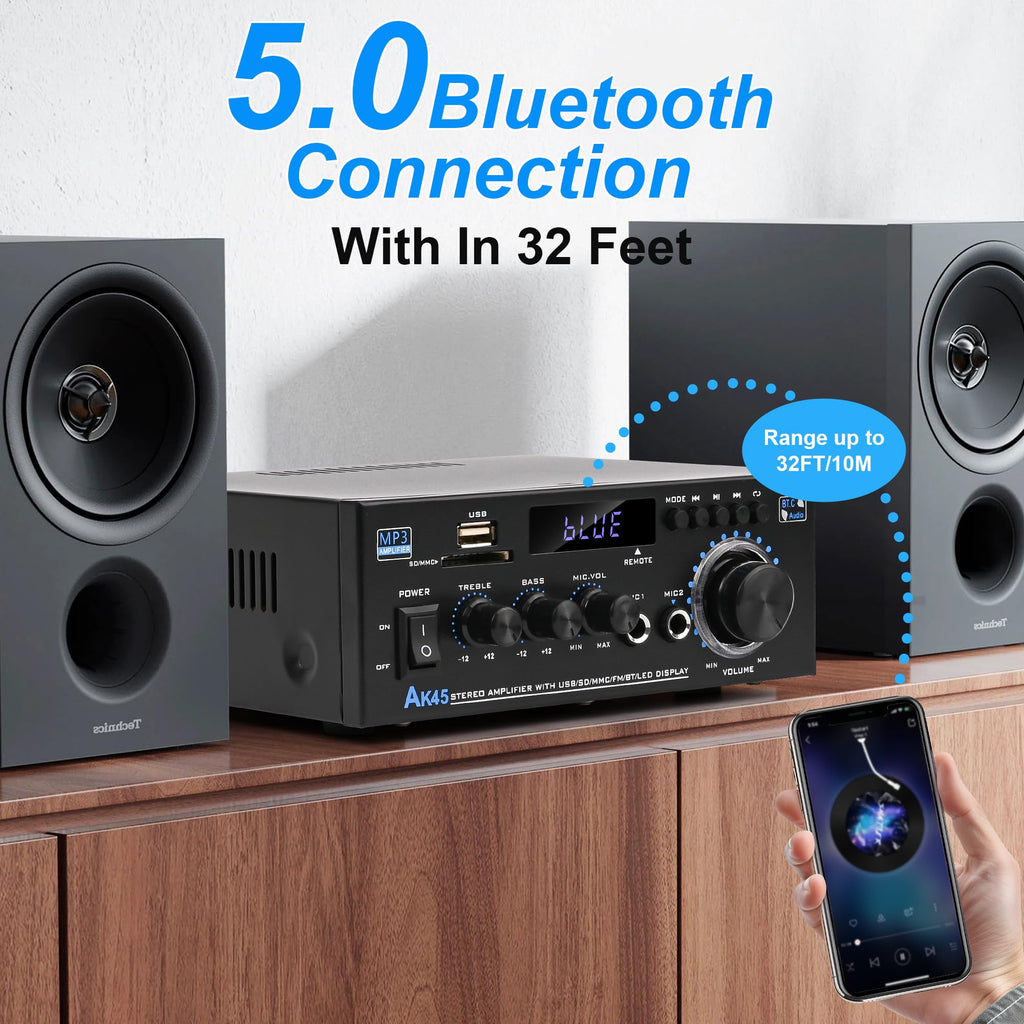 Bluetooth 5.0 Audio Amplifier 400W 2 Channel Stereo Receiver G5179