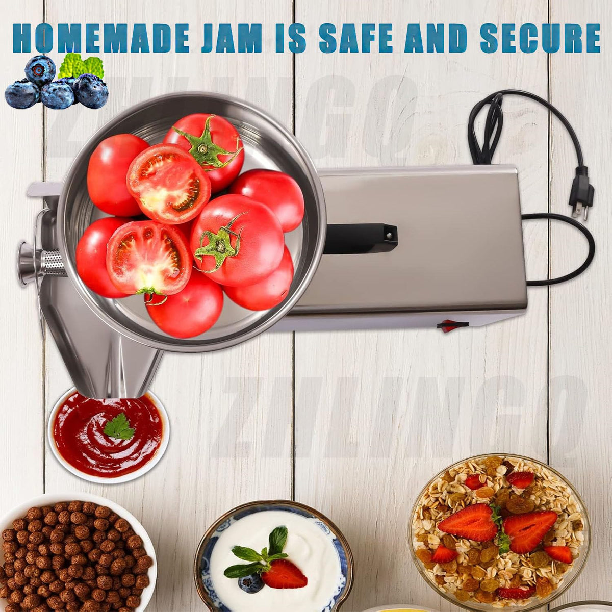 450W Electric Tomato Strainer with Funnel and Trough Y919764