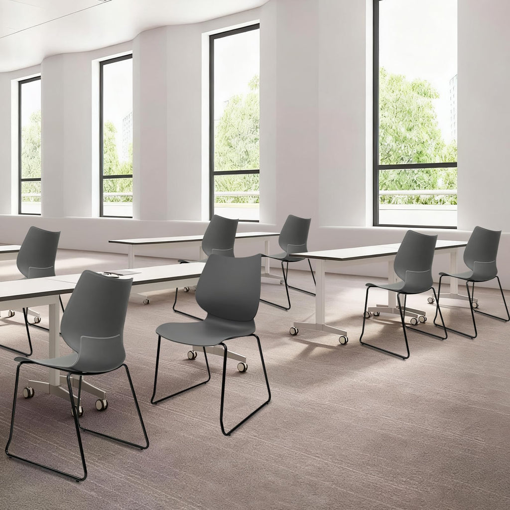 Stacking Chairs with Metal Legs Set of 12, Grey K192267