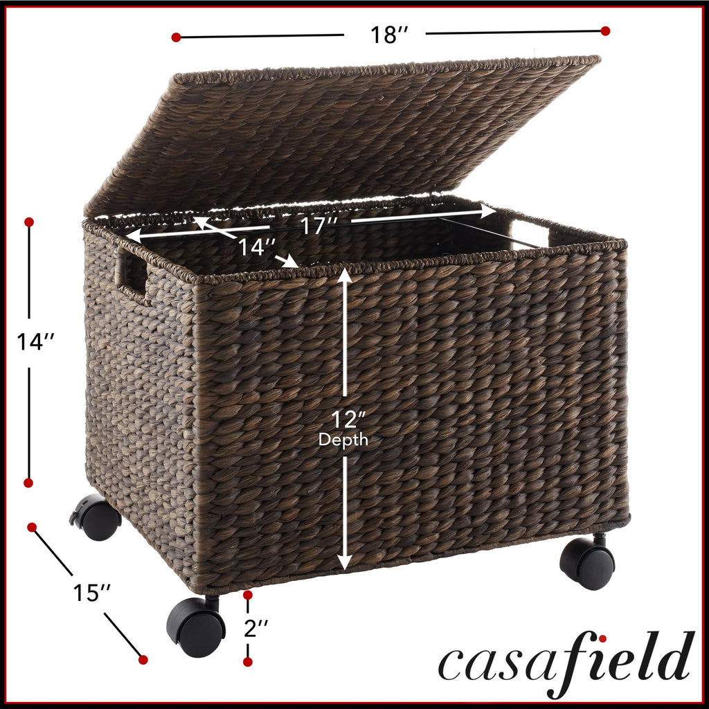 Espresso Rolling File Organizer with Lid and Wheels N8635