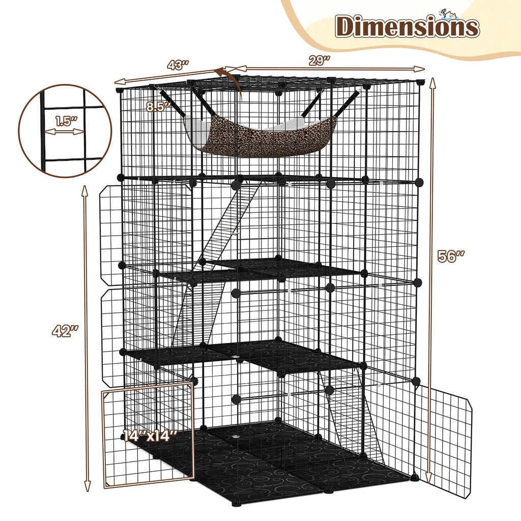 56" 4-Tier Cat Enclosure with Skylight N93636