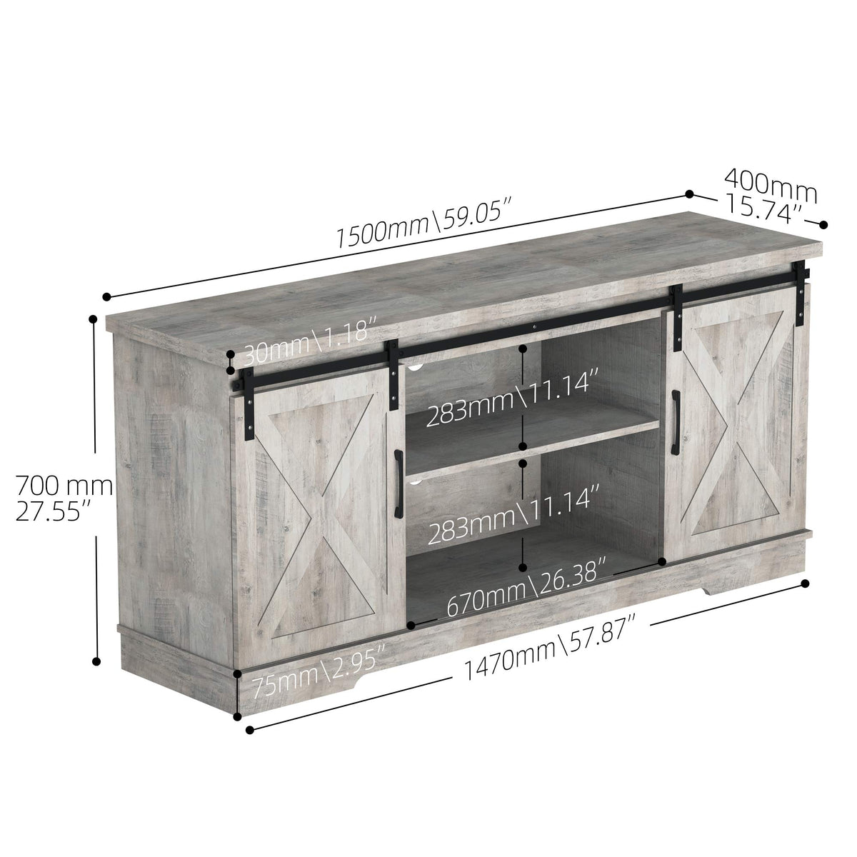 65 Inch Oak TV Stand with Storage Cabinet N3203