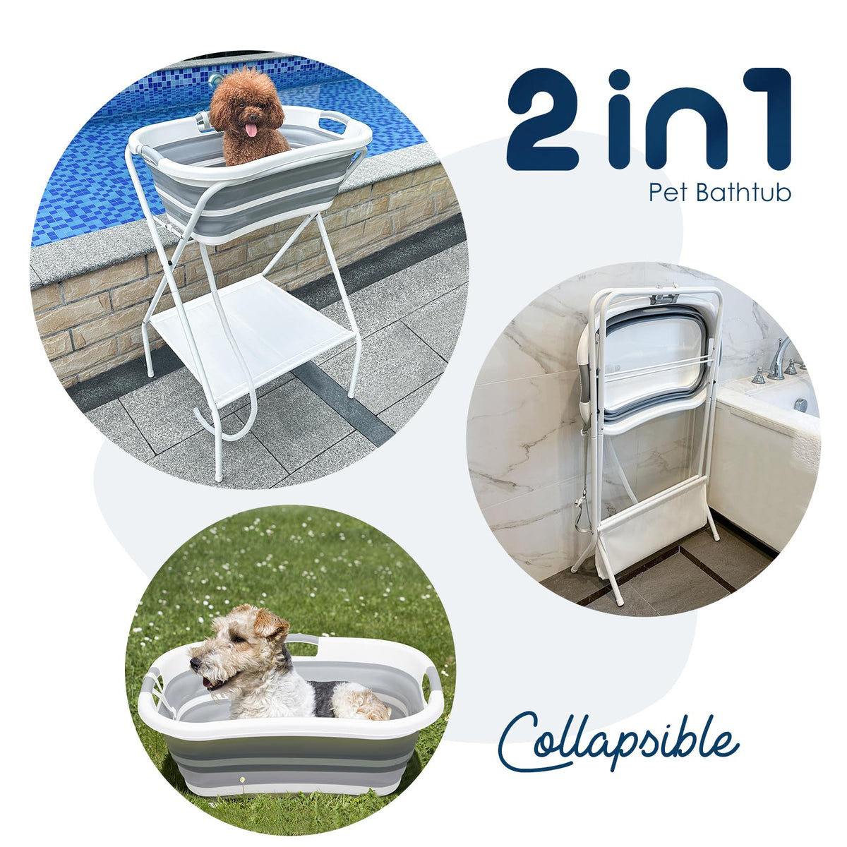 2 in 1 Collapsible Portable Dog Bath Tub Q36440