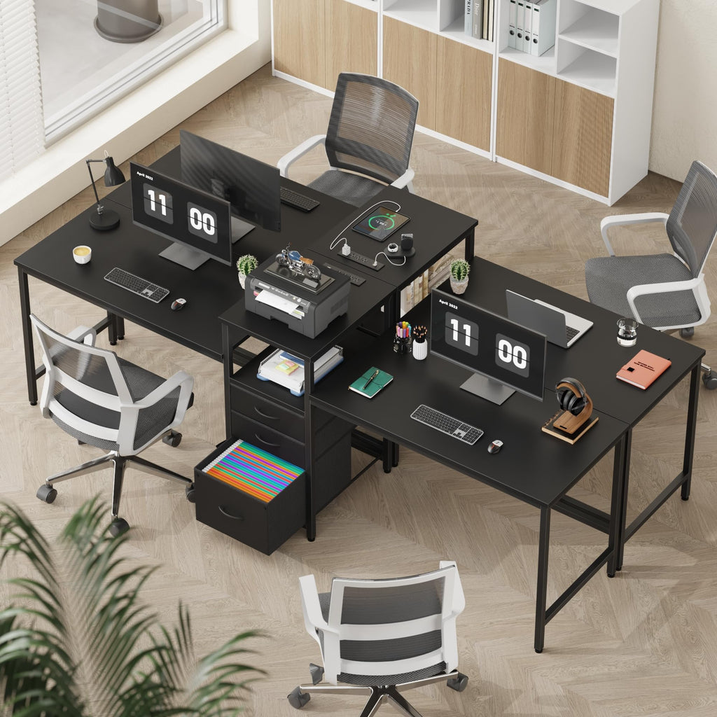 Two Person Desk with Charging Station L56065