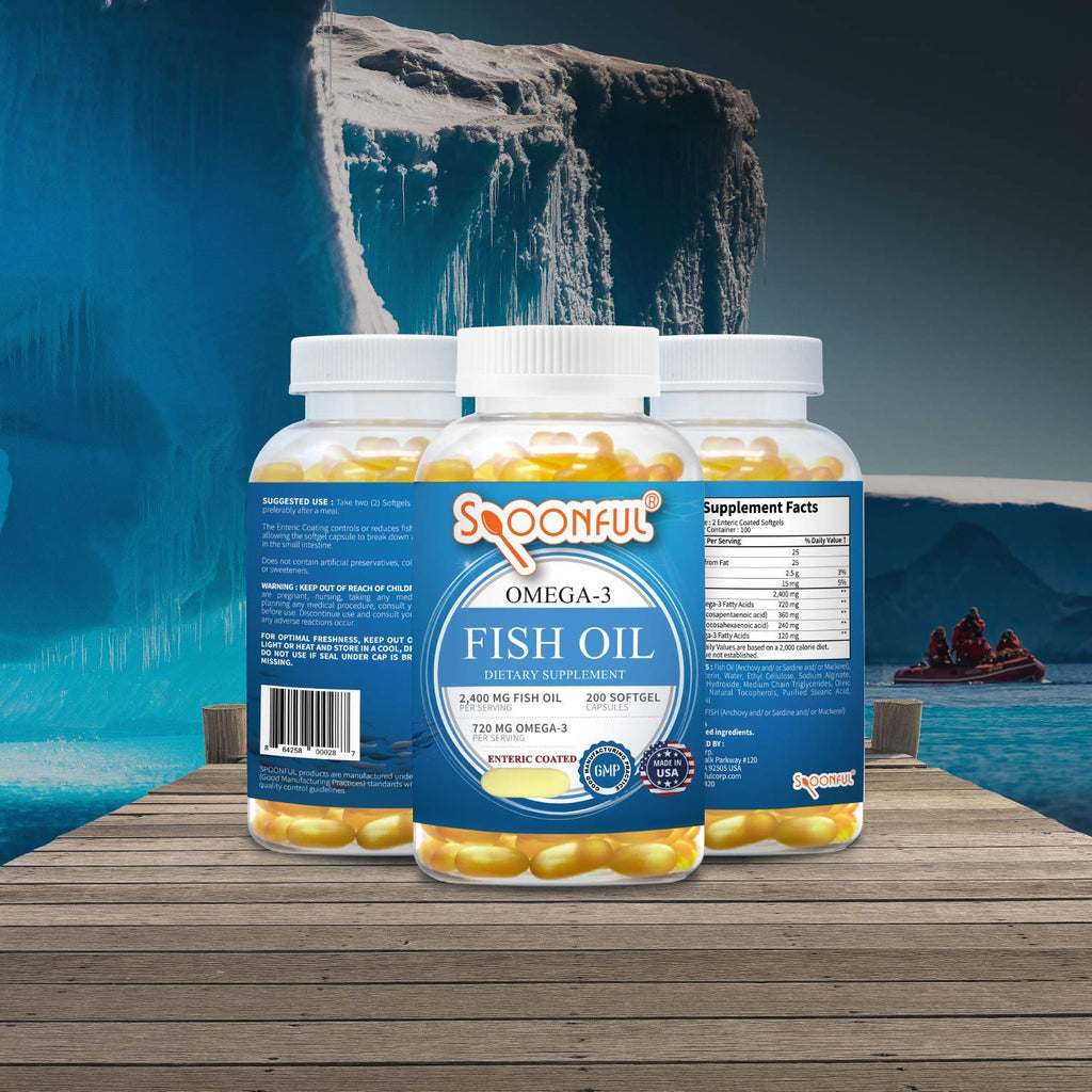 Omega 3 Fish Oil 2400mg 200 Capsules Softgel G65055