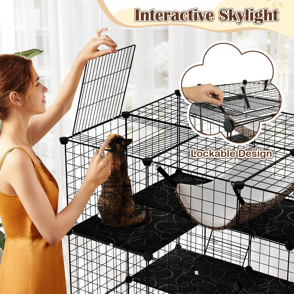 56" 4-Tier Cat Enclosure with Skylight N93636