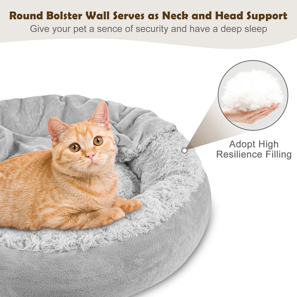 Hooded Blanket Donut Round Dog Bed 23 inch R1286