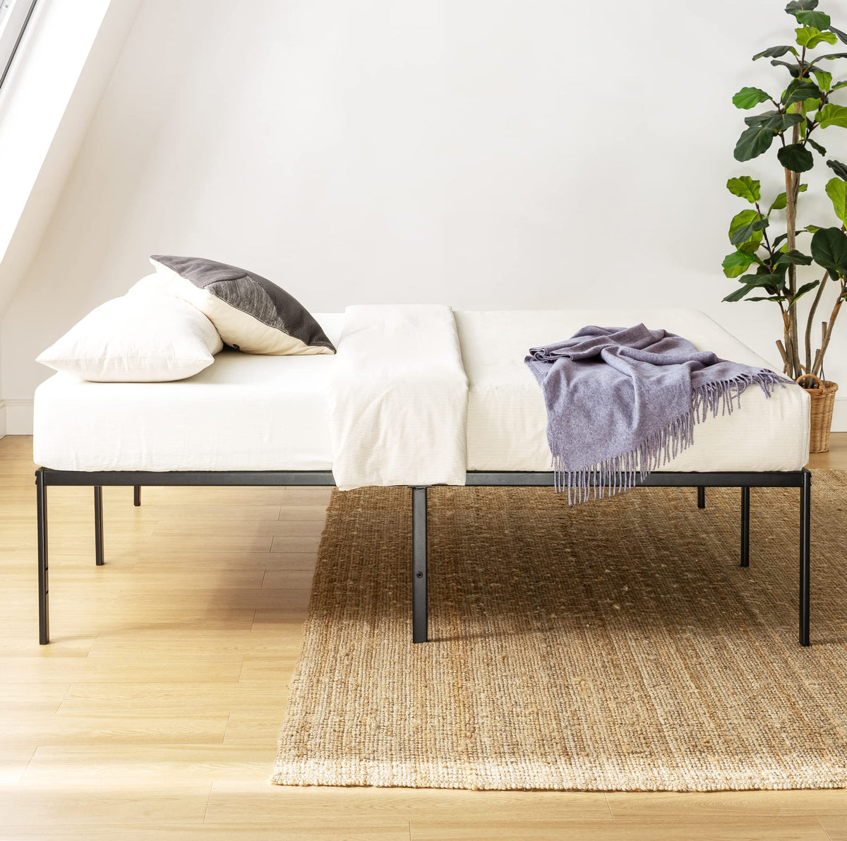18 Inch Black Metal Platform Bed Frame G573