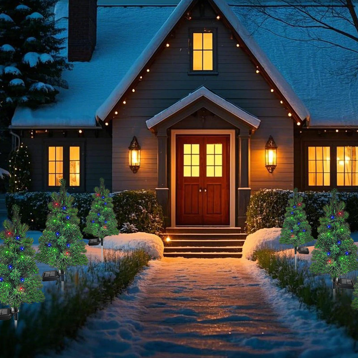Solar Christmas Tree Garden Stake Lights Outdoor Waterproof M877516