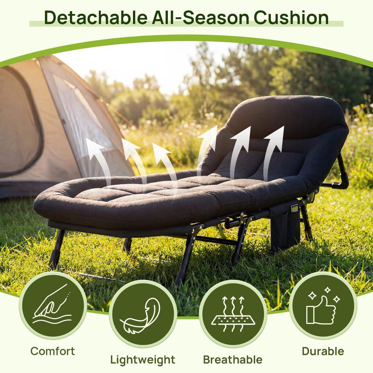 Black Camping Cot with Mattress W945