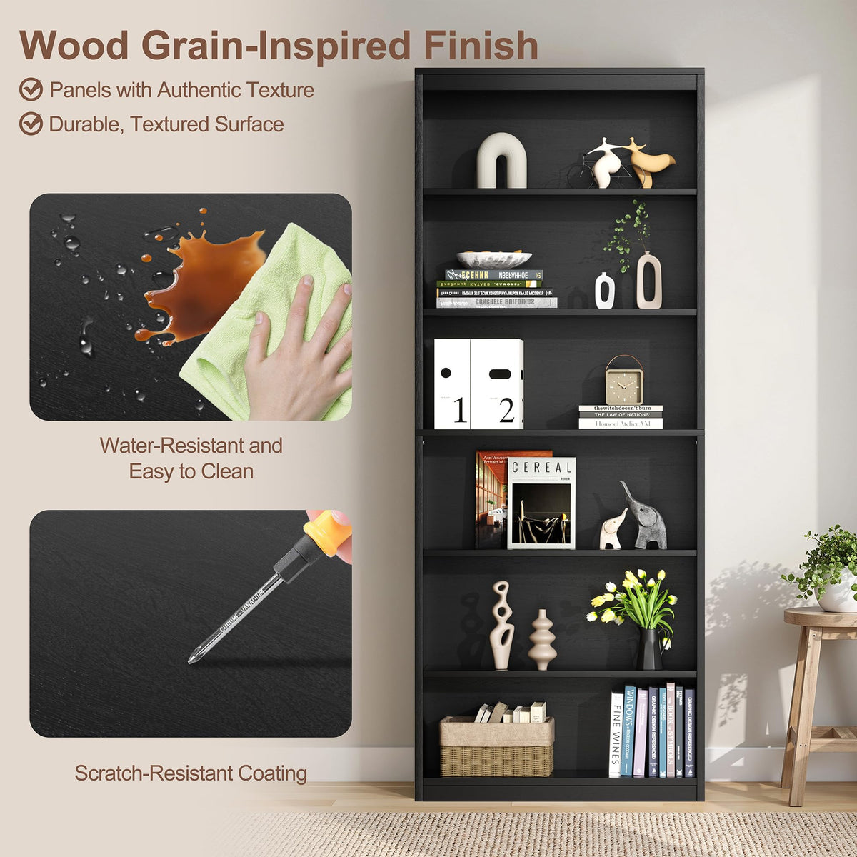 71" H Tall Wood Bookshelf I607078
