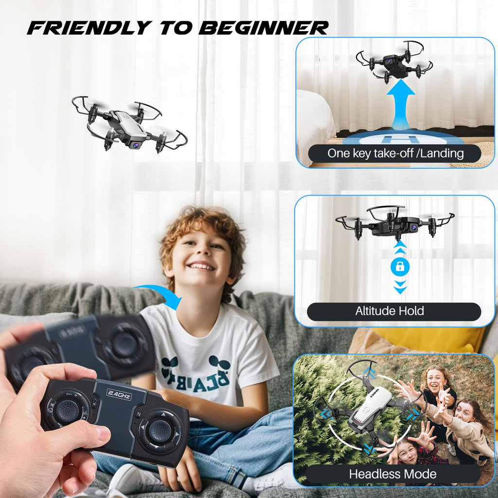 Mini Drone with 720P Camera, Foldable RC Quadcopter, White N873161