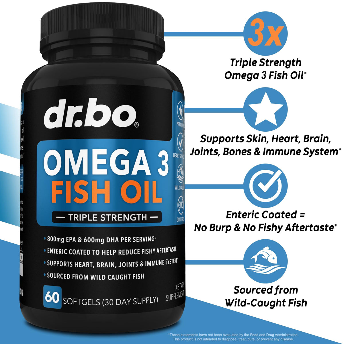 Omega 3 Fish Oil 2000mg EPA DHA 60 Softgels D963138