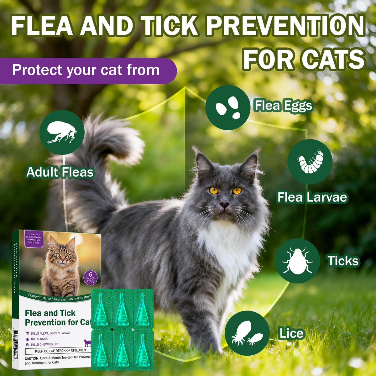 Flea and Tick Prevention for Cats Over 1.5 lbs F45502