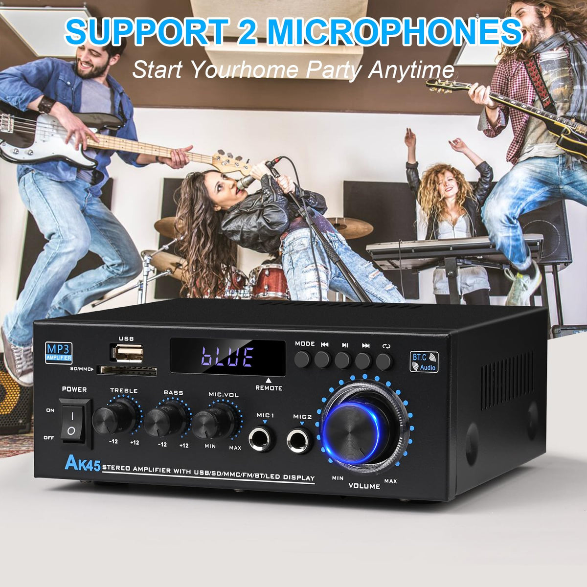 Bluetooth 5.0 Audio Amplifier 400W 2 Channel Stereo Receiver G5179