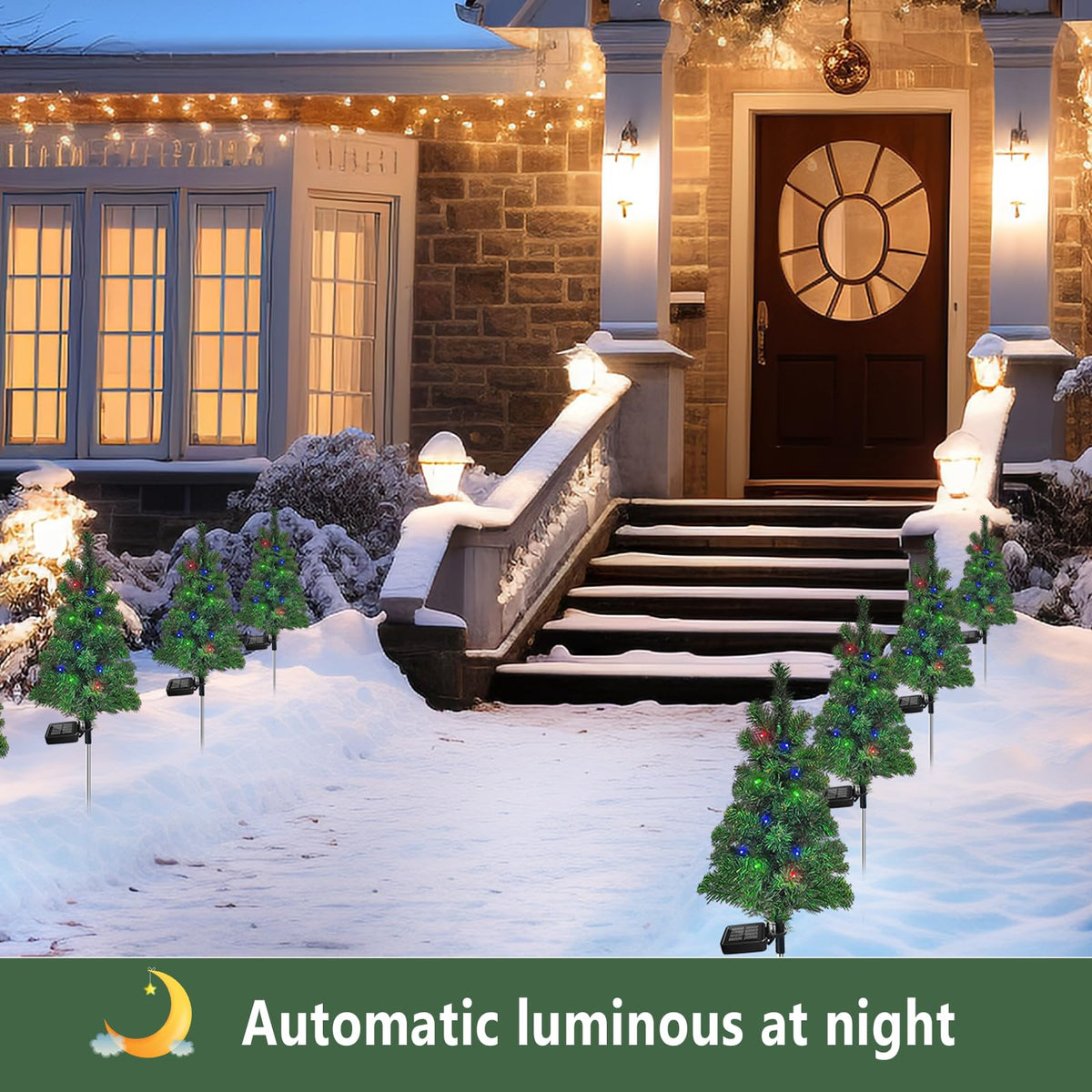 Solar Christmas Tree Garden Stake Lights Outdoor Waterproof M877516
