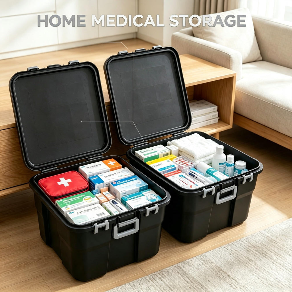 2 Pack 22 Gallon Black Wheeled Lockable Plastic Storage Trunk R555