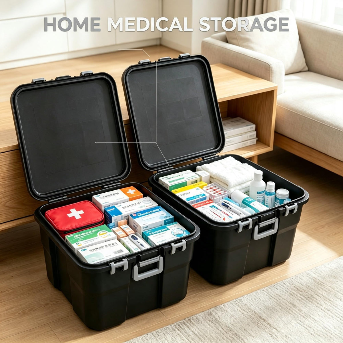 2 Pack 22 Gallon Black Wheeled Lockable Plastic Storage Trunk R555