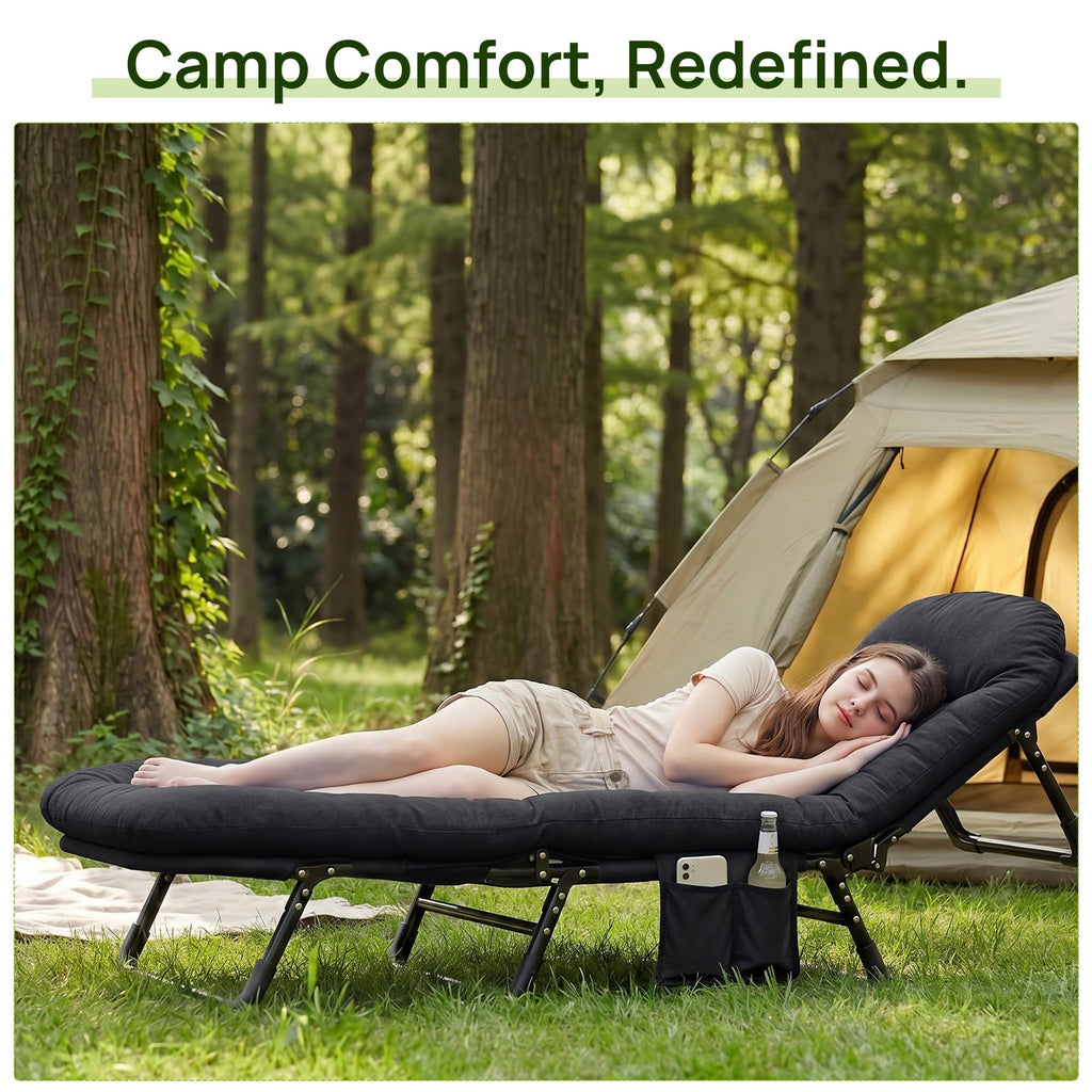 Black Camping Cot with Mattress W945