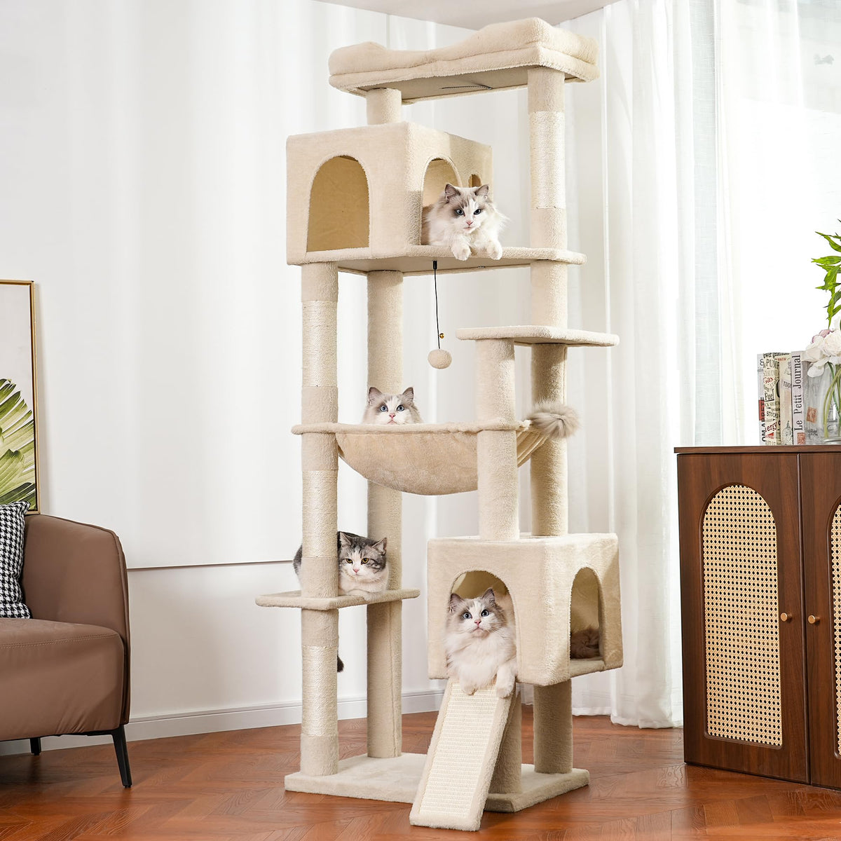 70” XXL Cat Tree Tower with Oversized Bed B2975