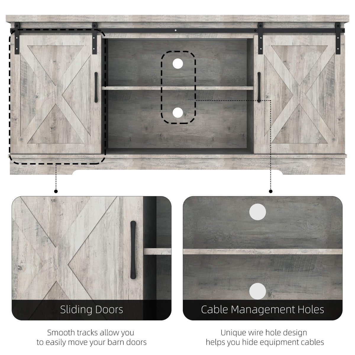 65 Inch Oak TV Stand with Storage Cabinet N3203