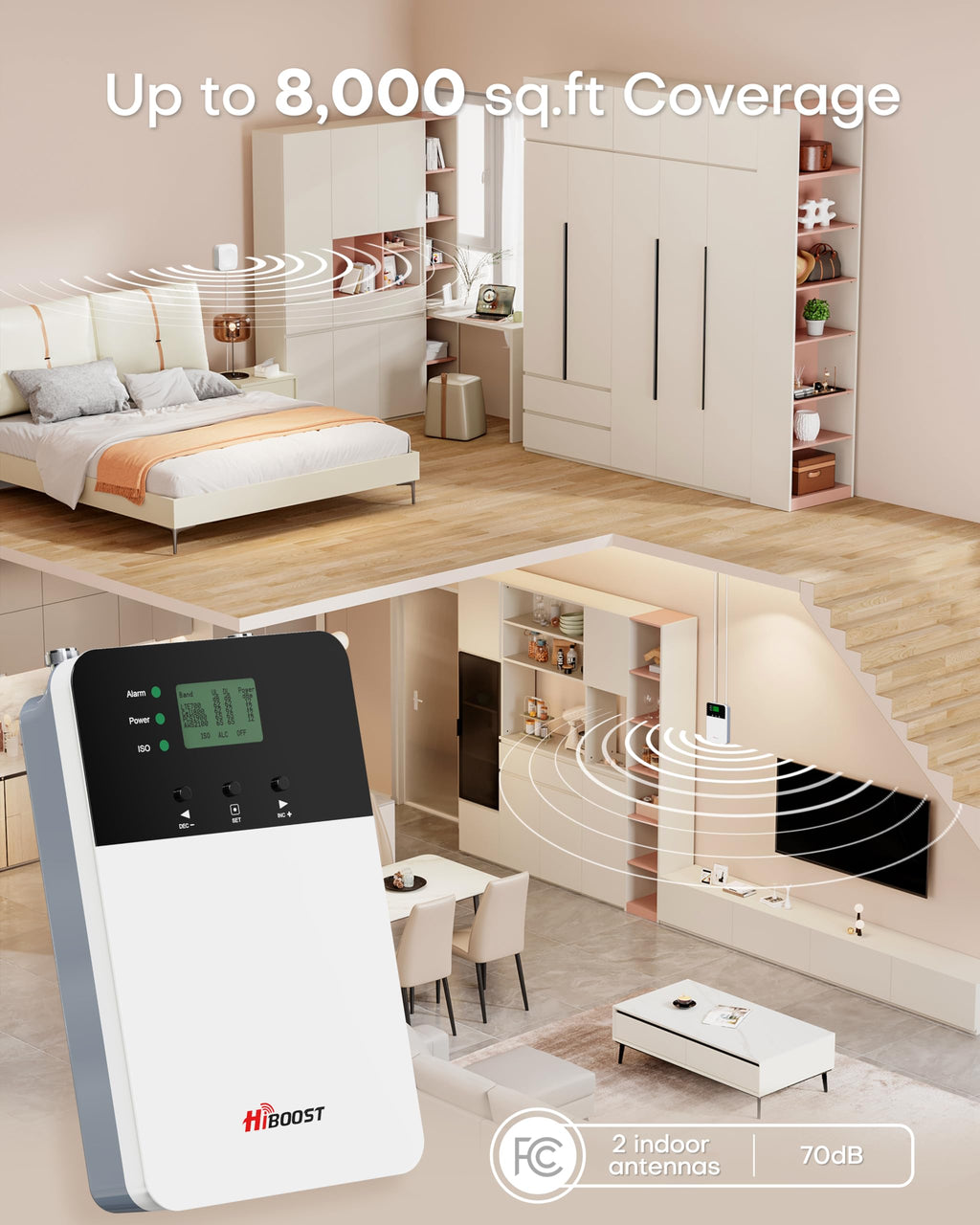 Cell Phone Signal Booster with 2 Indoor Antennas L981617