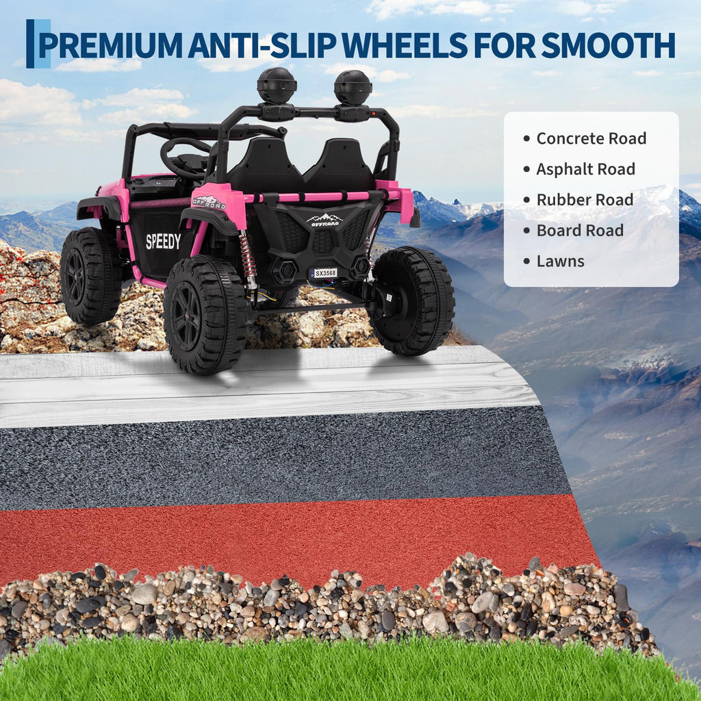 24V 4WD 2 Seater Ride on Car with Remote Control, Pink K443672