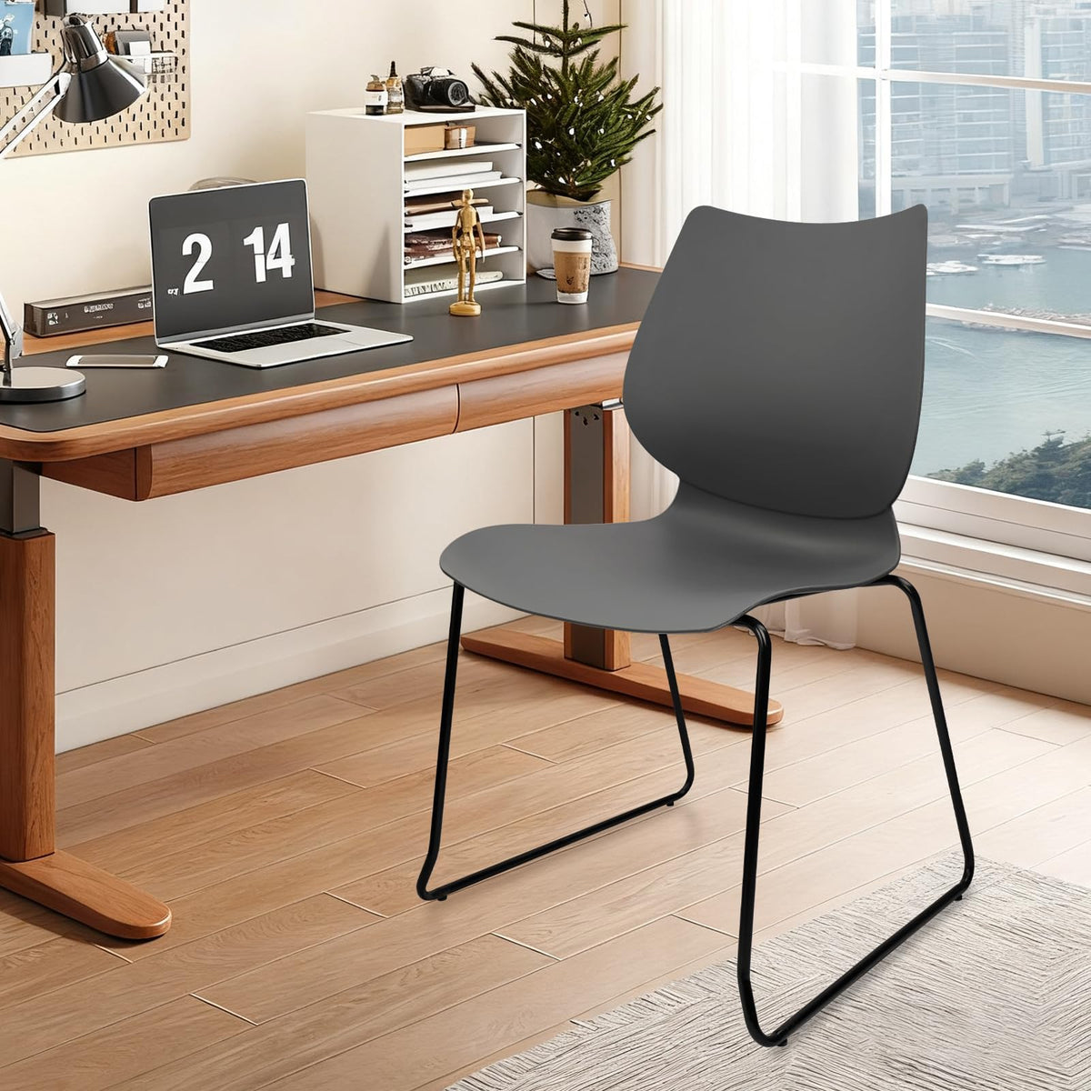 Stacking Chairs with Metal Legs Set of 12, Grey K192267