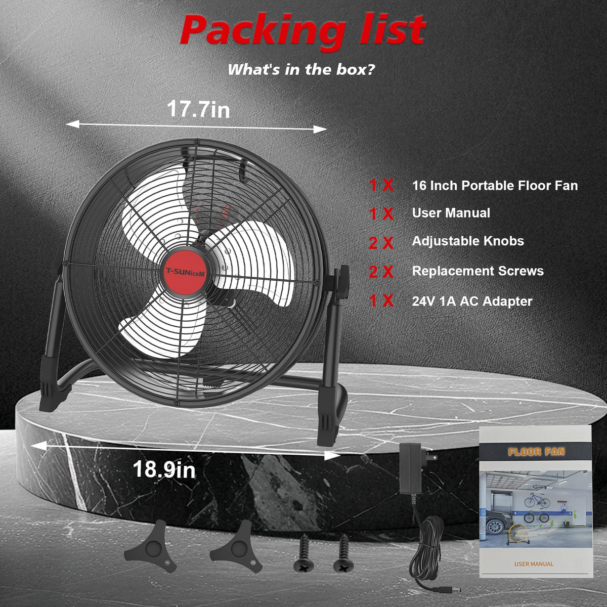 16" Battery Powered Cordless Floor Fan Z650350