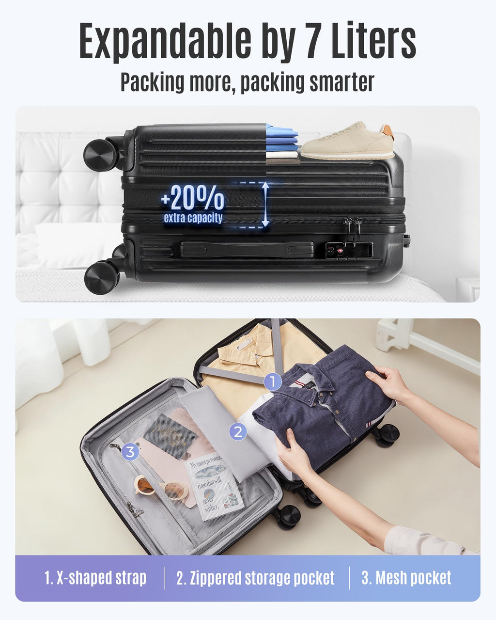 20 Inch Carry On Luggage Black I6721
