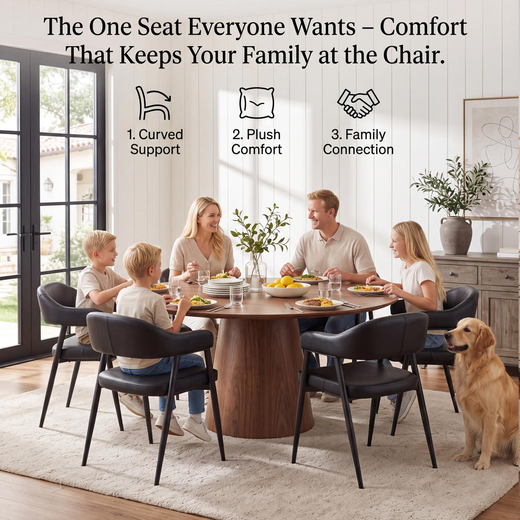 Black Faux Leather Dining Chairs Set of 6 J45412