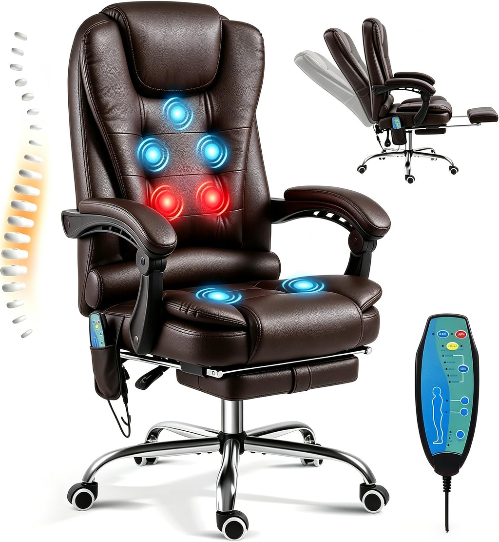 Massage Office Chair with Heat Function & Footrest L40134
