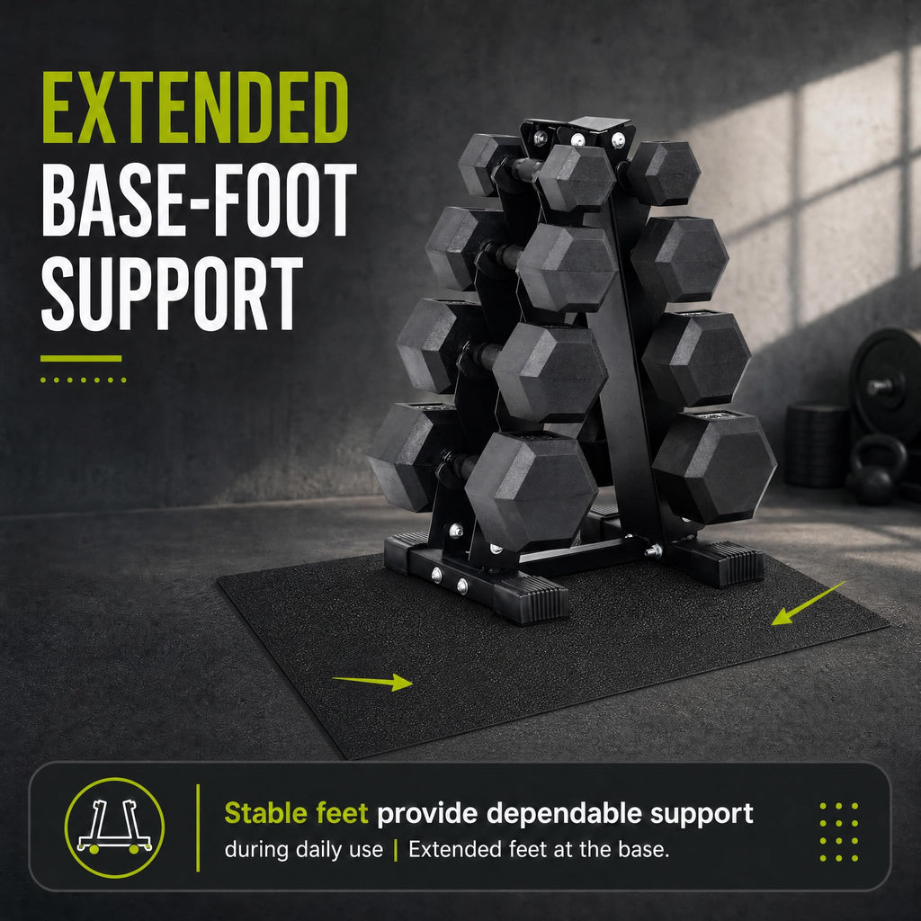 Rubber Coated Hex Dumbbell Weight Set with Rack S79164