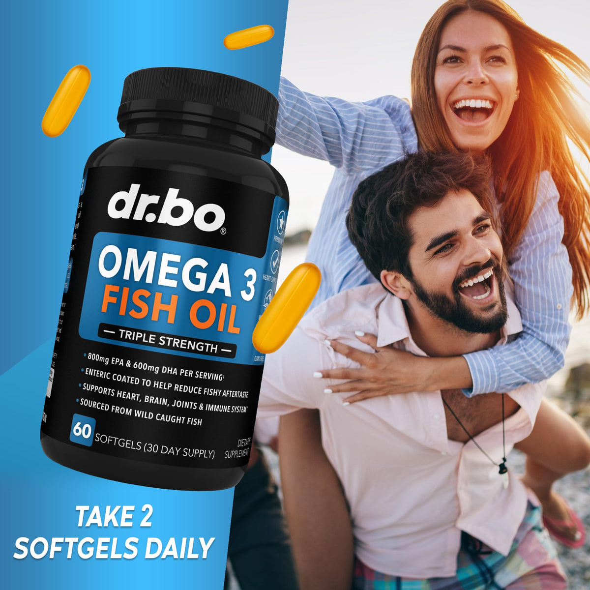 Omega 3 Fish Oil 2000mg EPA DHA 60 Softgels D963138
