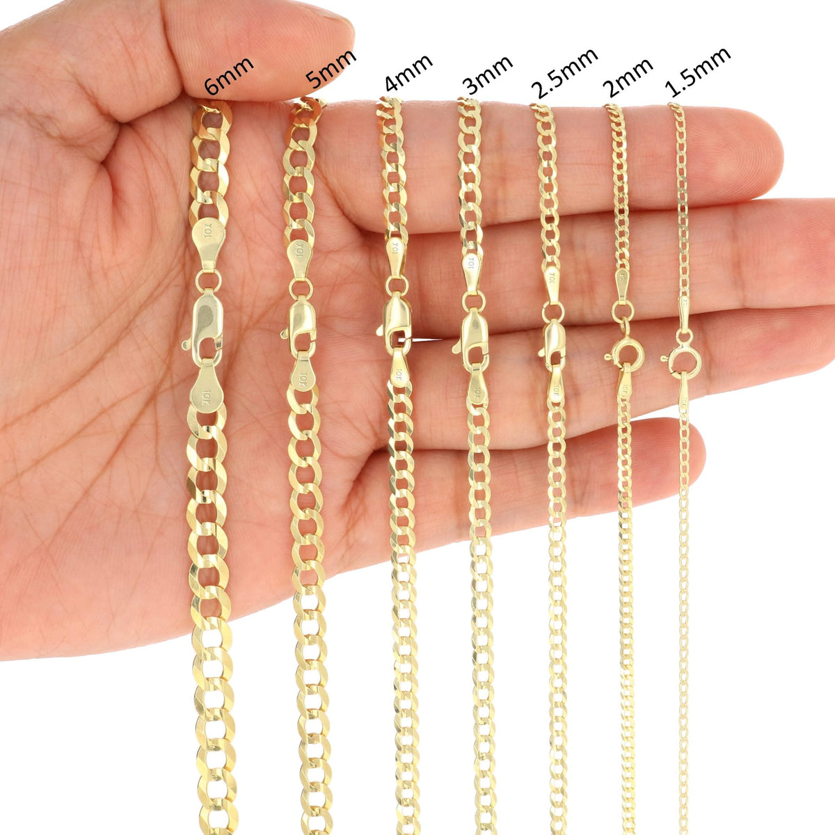 10K Yellow Gold Cuban Curb Link Chain Necklace R4991