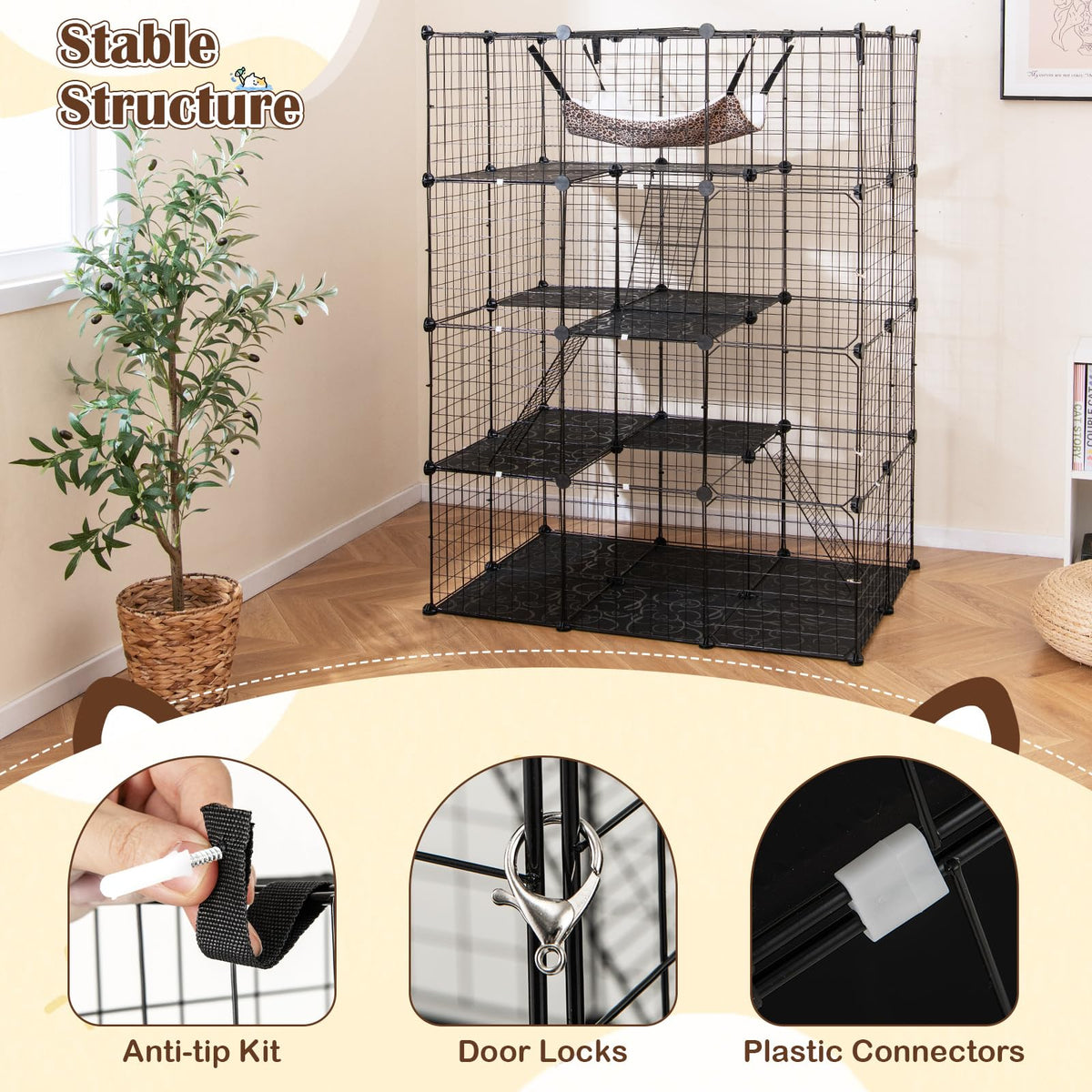 56" 4-Tier Cat Enclosure with Skylight N93636