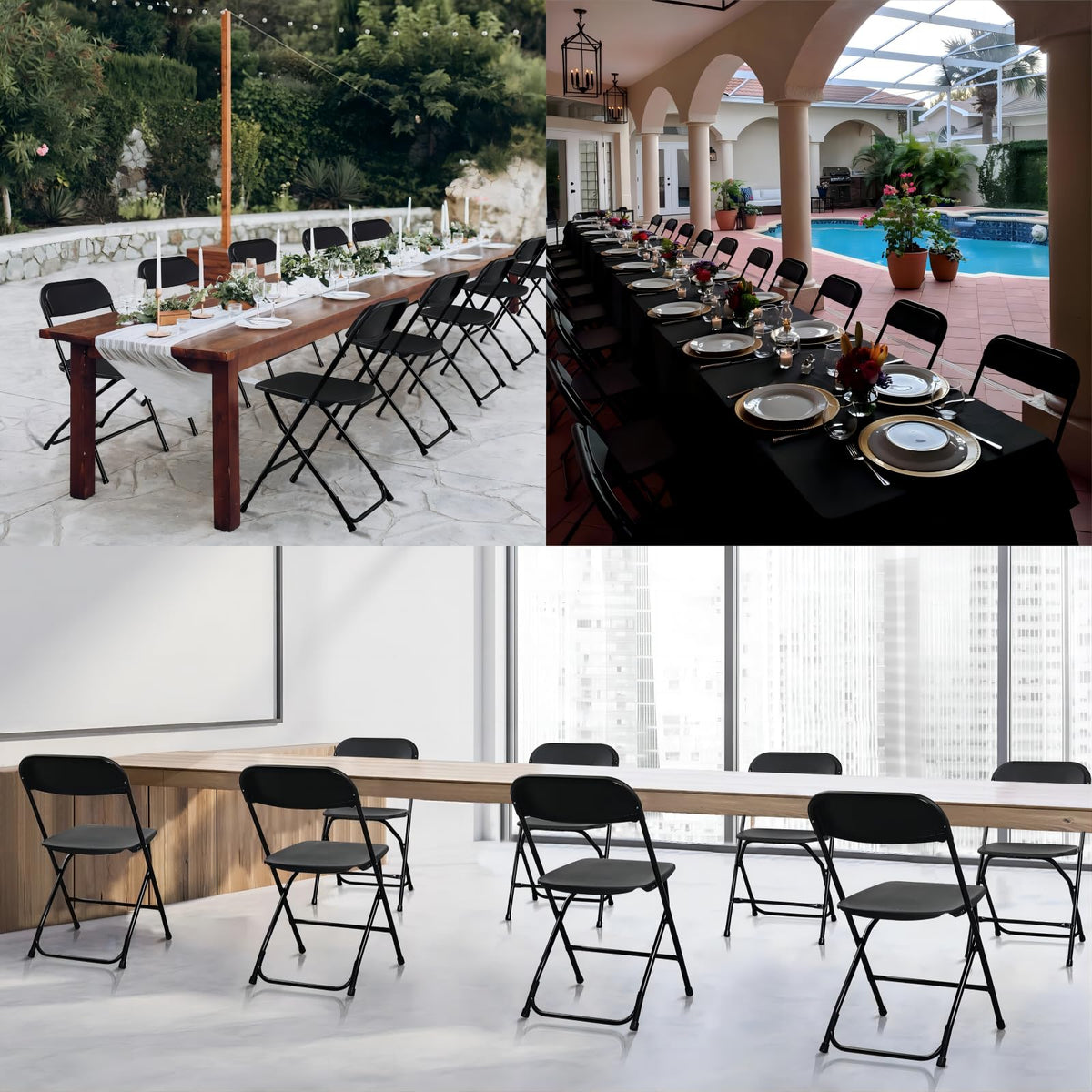 10 Pack Black Plastic Folding Chair P8260