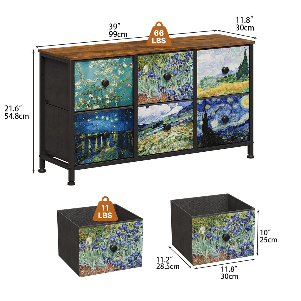 6 Drawer Dresser with Fabric Storage Drawer C899650