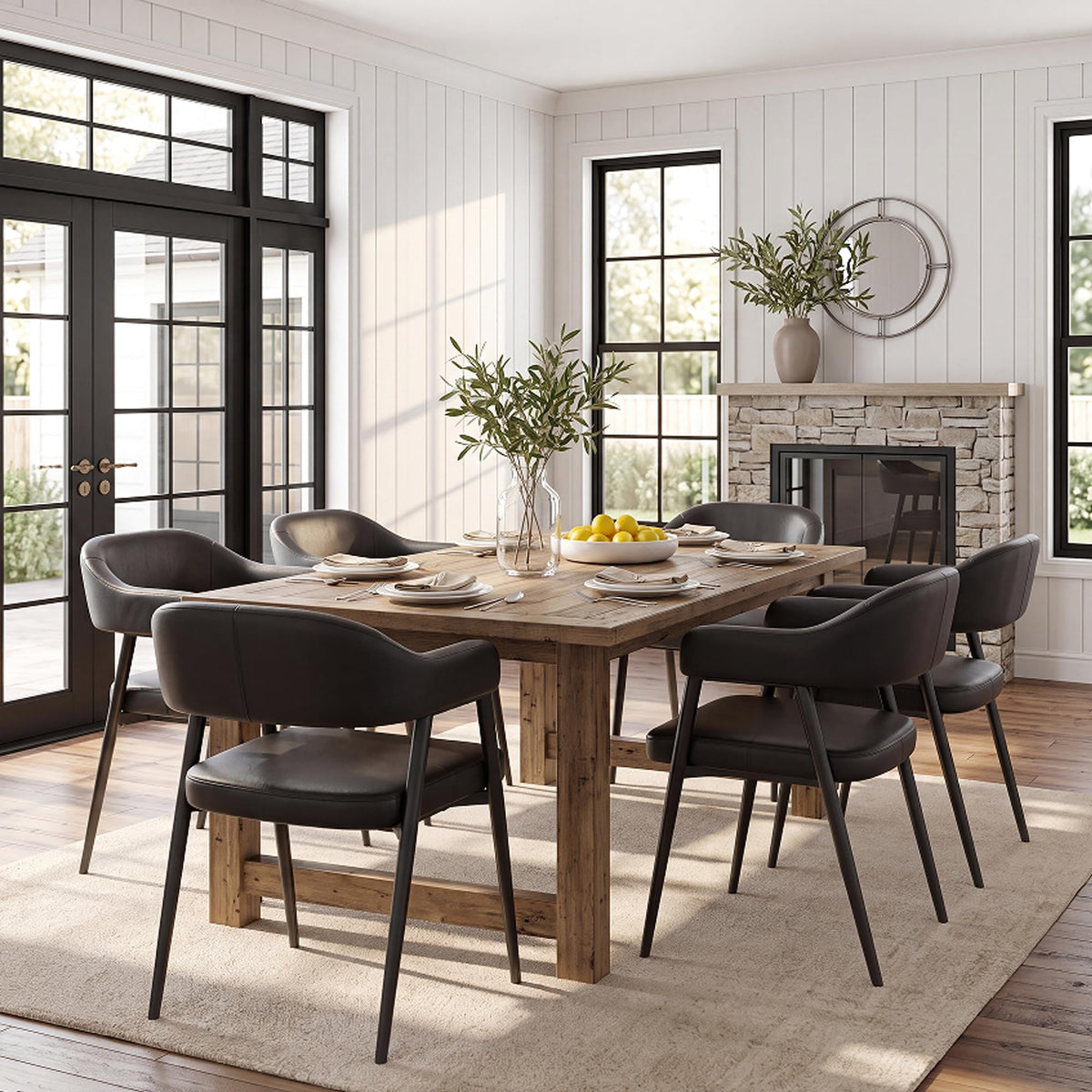 Black Faux Leather Dining Chairs Set of 6 J45412