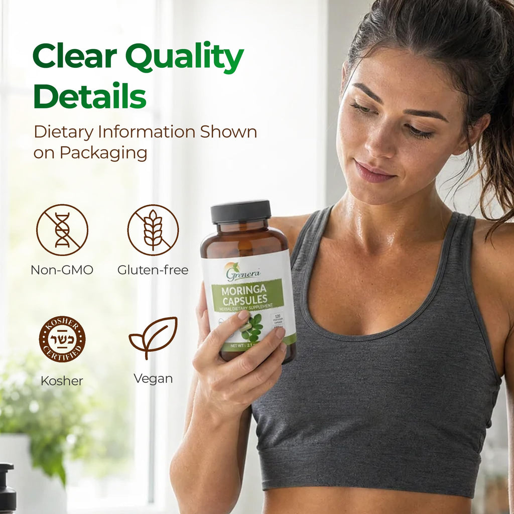 Moringa Capsules 500mg Moringa Oleifera Leaf Powder 120 Count K880