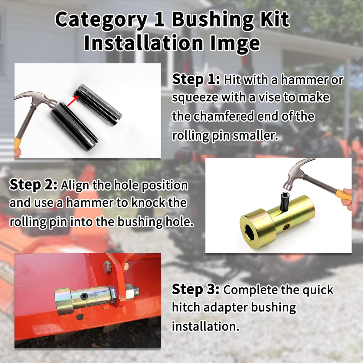 Quick Hitch Adapter Bushing Set with Top Link Bushings, 2 Pair, Gold Z73568