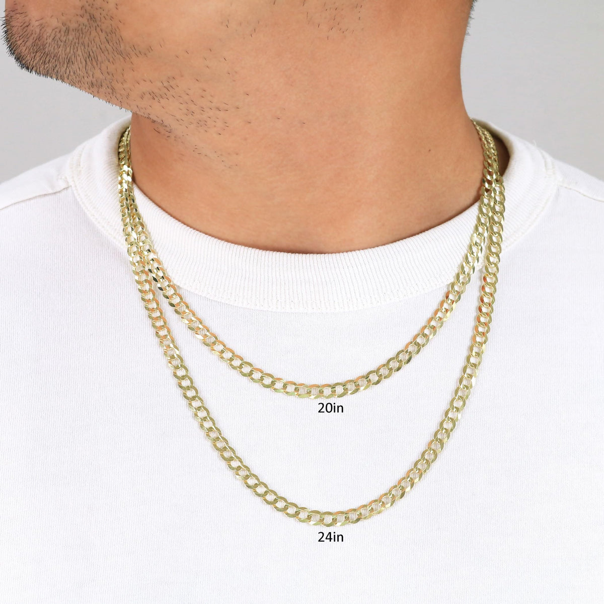 10K Yellow Gold Cuban Curb Link Chain Necklace R4991