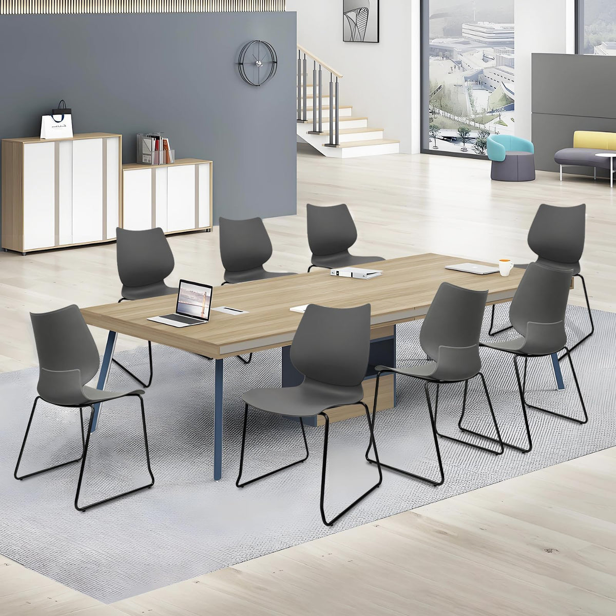 Stacking Chairs with Metal Legs Set of 12, Grey K192267