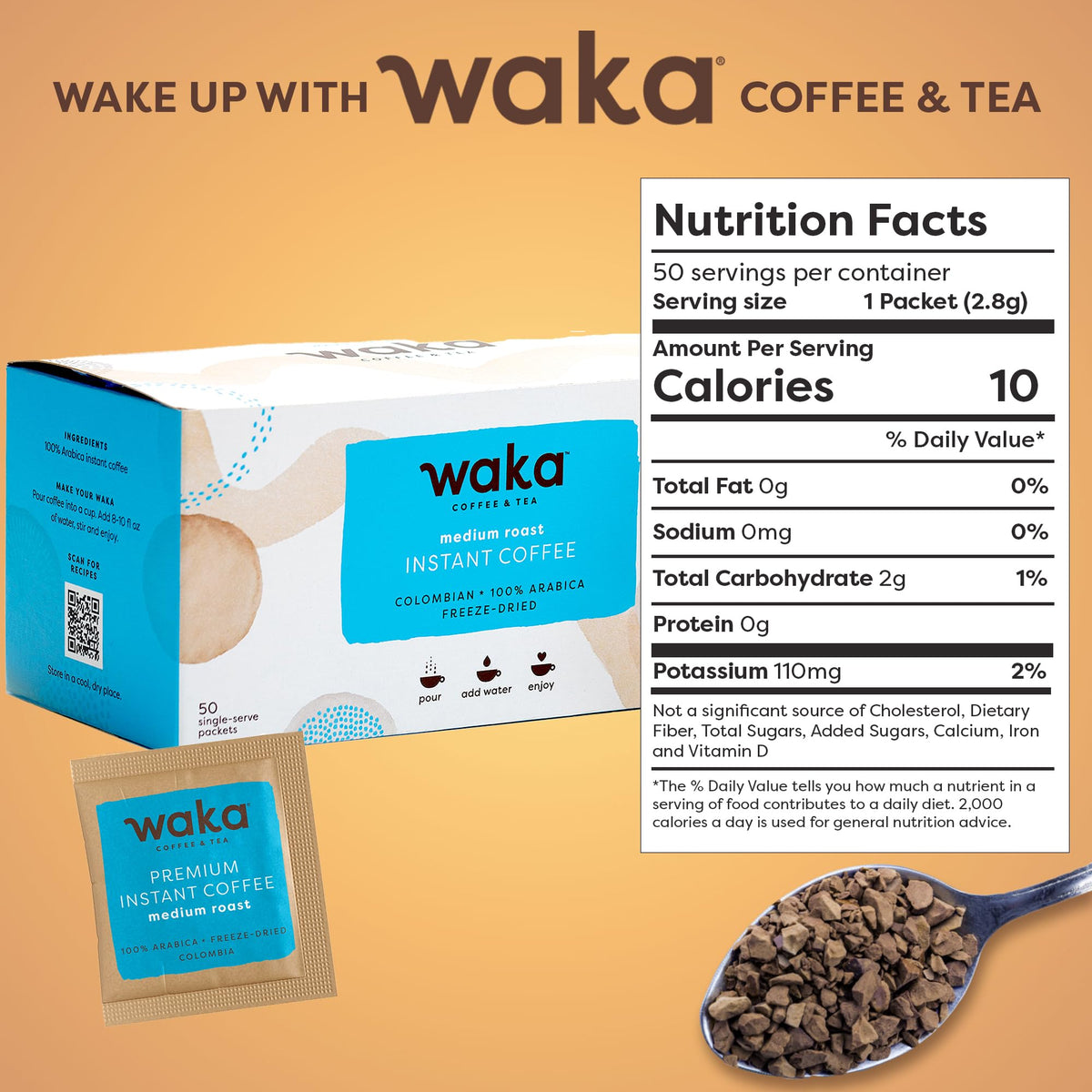 Premium Instant Coffee, Colombian Medium Roast, 50 ct Y4652