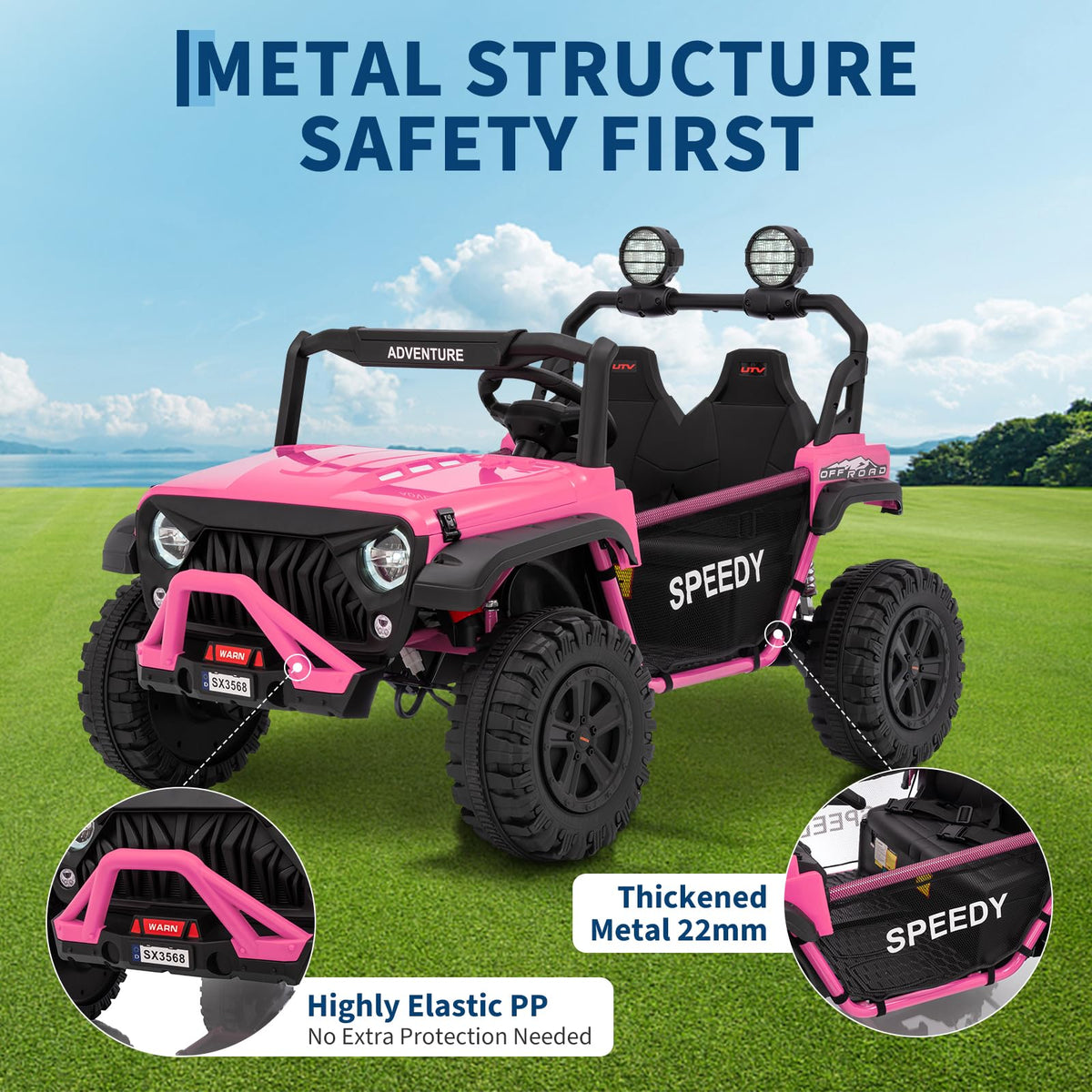 24V 4WD 2 Seater Ride on Car with Remote Control, Pink K443672