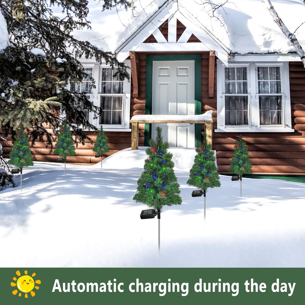 Solar Christmas Tree Garden Stake Lights Outdoor Waterproof M877516