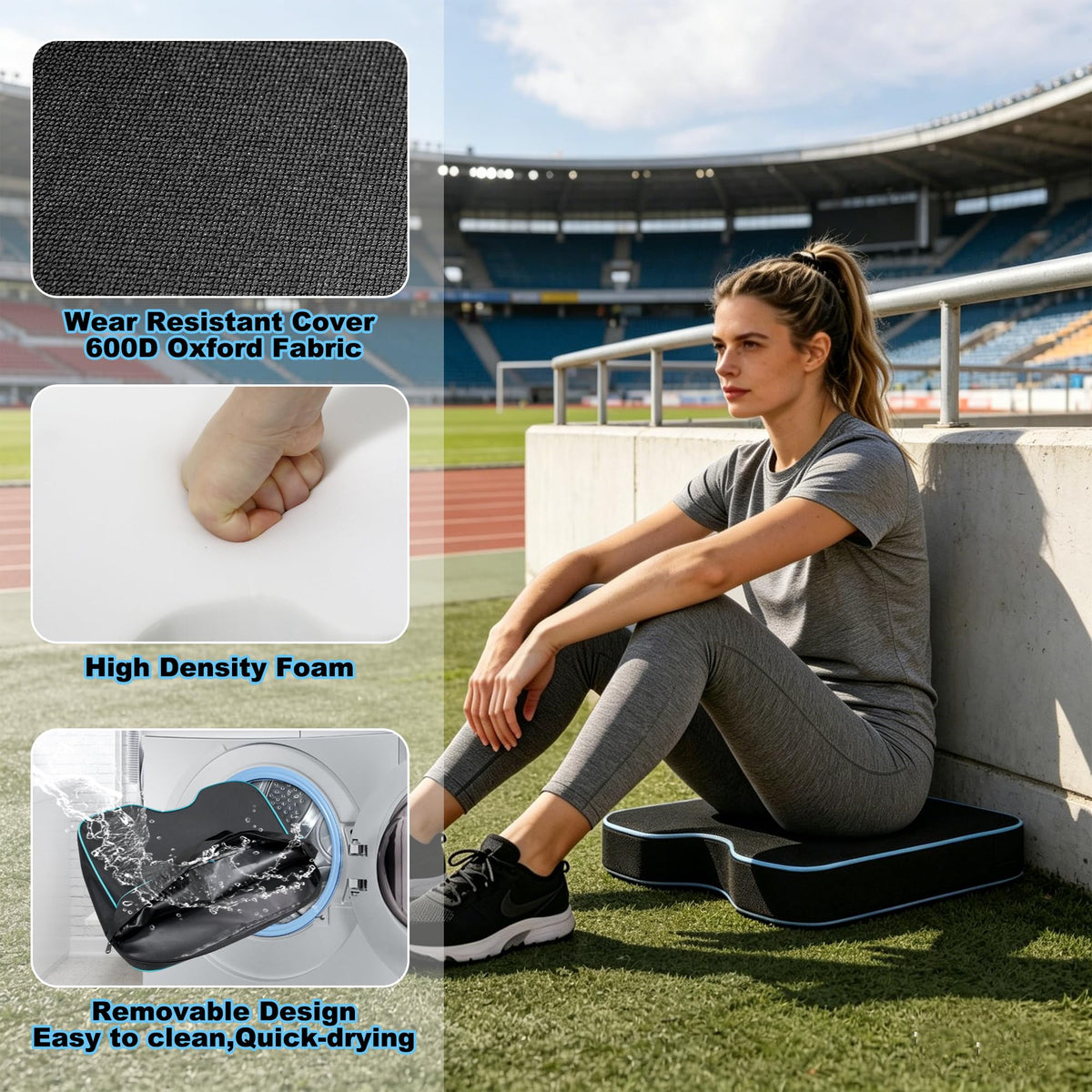 2 Pack Black Stadium Seat Cushion D548981