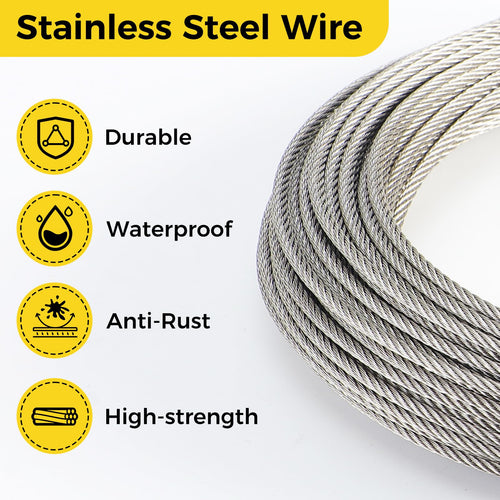 1/8 Inch 120FT Stainless Steel Wire Rope J69318